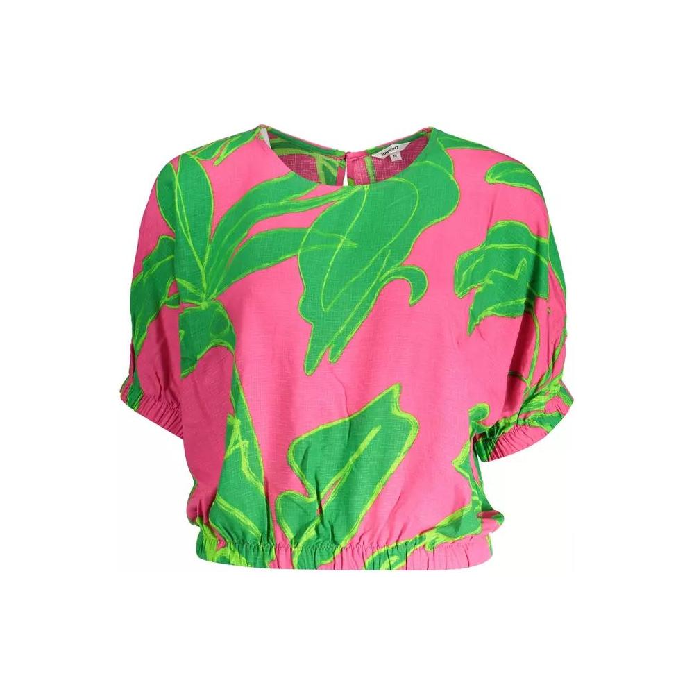 Desigual Chic Pink Viscose Blouse with Contrasting Details chic-pink-viscose-blouse-with-contrasting-details