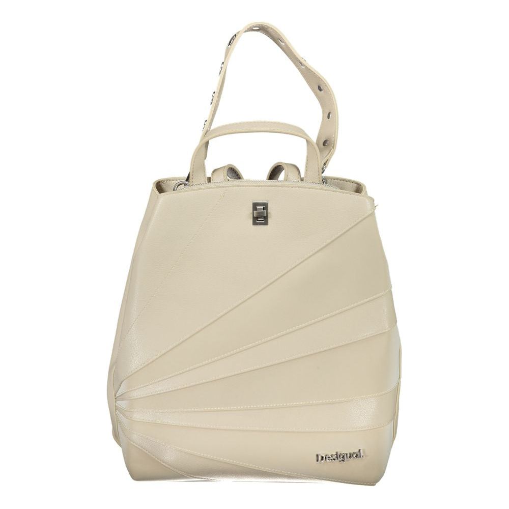 Desigual Beige Polyethylene Backpack beige-polyethylene-backpack