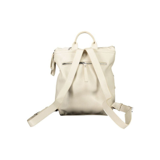 Beige Chic Backpack with Contrasting Details