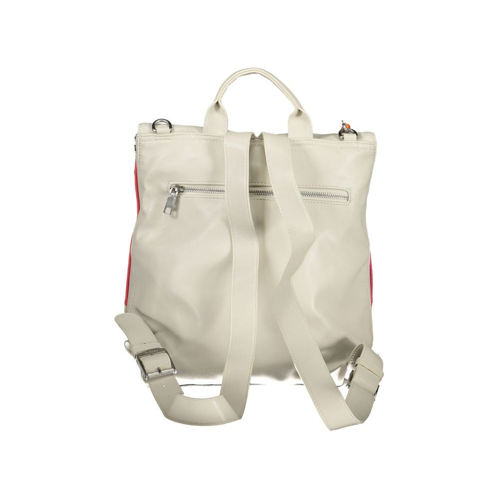 Desigual | Chic White Backpack with Contrasting Details| McRichard Designer Brands   