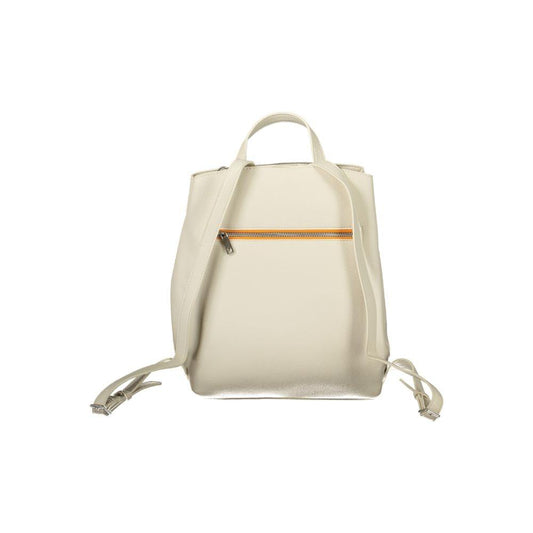 Elegant White Backpack with Contrast Details
