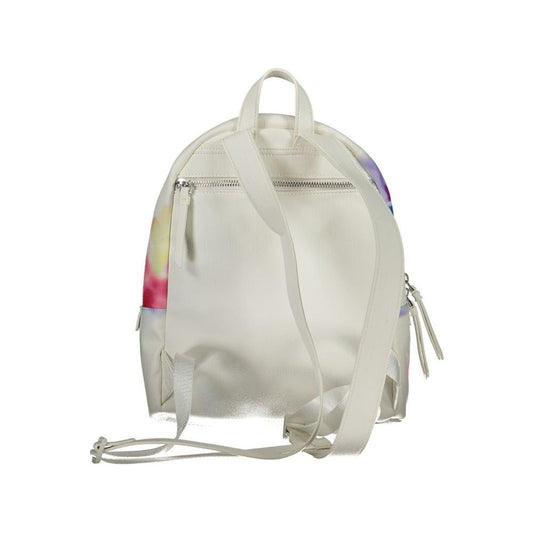 Desigual White Polyester Backpack white-polyester-backpack