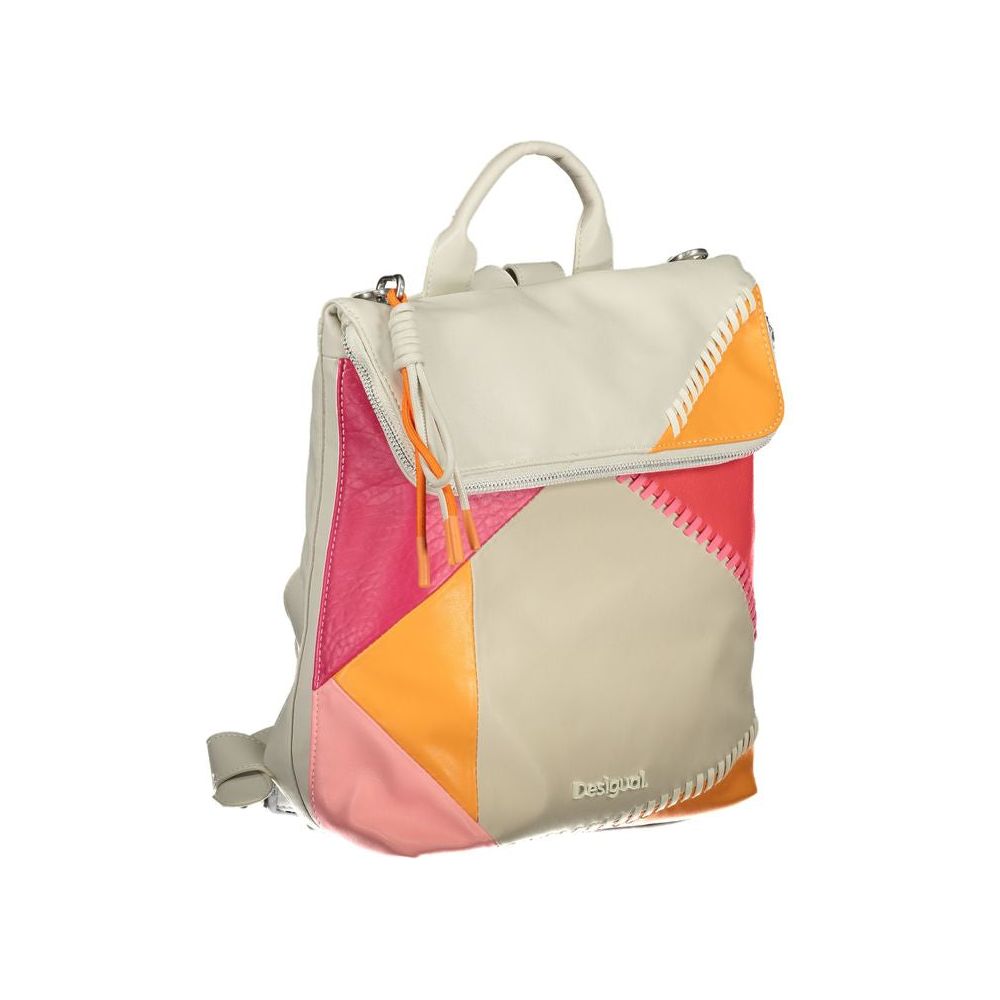 Desigual | Chic White Backpack with Contrasting Details| McRichard Designer Brands   