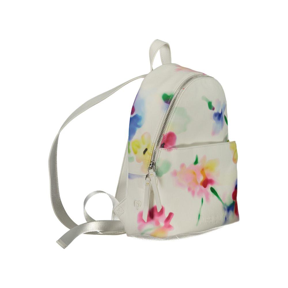 Desigual White Polyester Backpack white-polyester-backpack