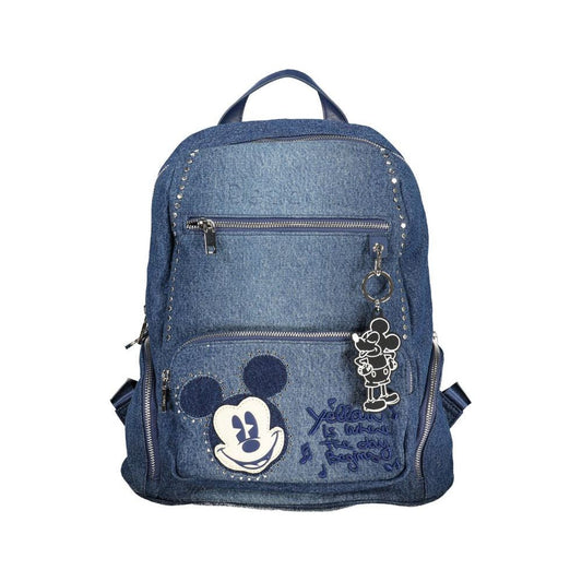 Desigual | Chic Embroidered Blue Backpack with Contrasting Details| McRichard Designer Brands   