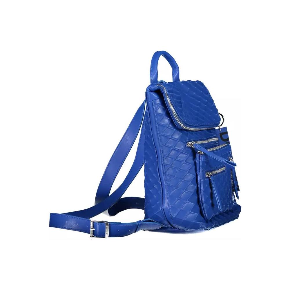 Desigual | Chic Blue Urban Backpack with Contrasting Details| McRichard Designer Brands   