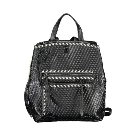 Desigual | Chic Black Backpack with Contrast Details| McRichard Designer Brands   
