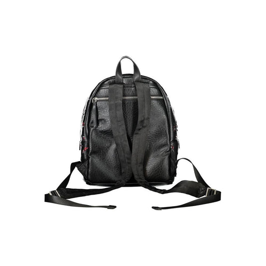 Chic Black Backpack with Contrasting Details