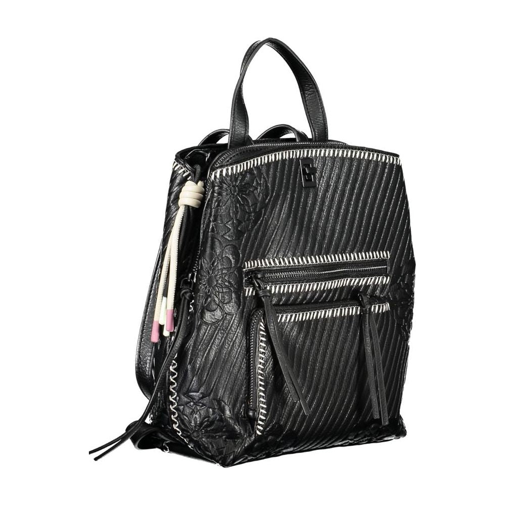 Desigual Chic Black Backpack with Contrast Details chic-black-backpack-with-contrast-details