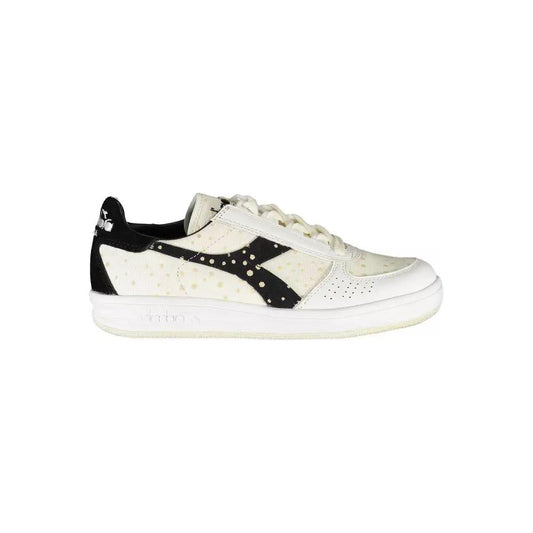 Diadora | Elegant White Lace-Up Sneakers with Logo Accent| McRichard Designer Brands   