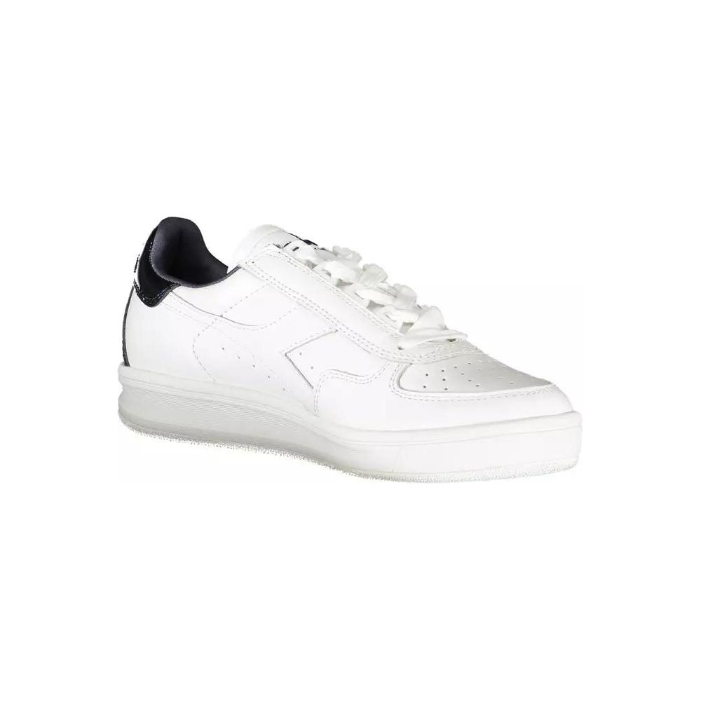 Diadora Elegant White Lace-Up Sneakers with Contrast Detail elegant-white-lace-up-sneakers-with-contrast-detail