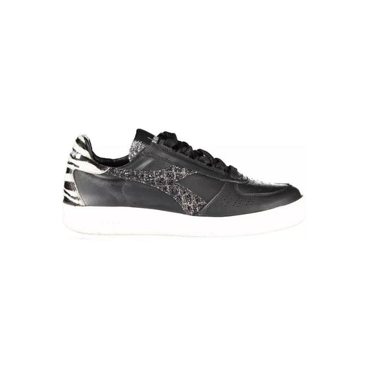 Diadora | Sleek Black Leather Sneakers with Contrast Accents| McRichard Designer Brands   