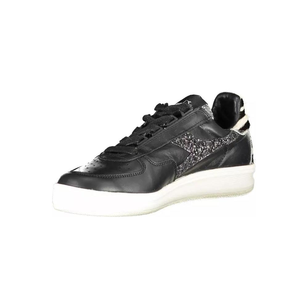 Diadora Sleek Black Leather Sneakers with Contrast Accents sleek-black-leather-sneakers-with-contrast-accents