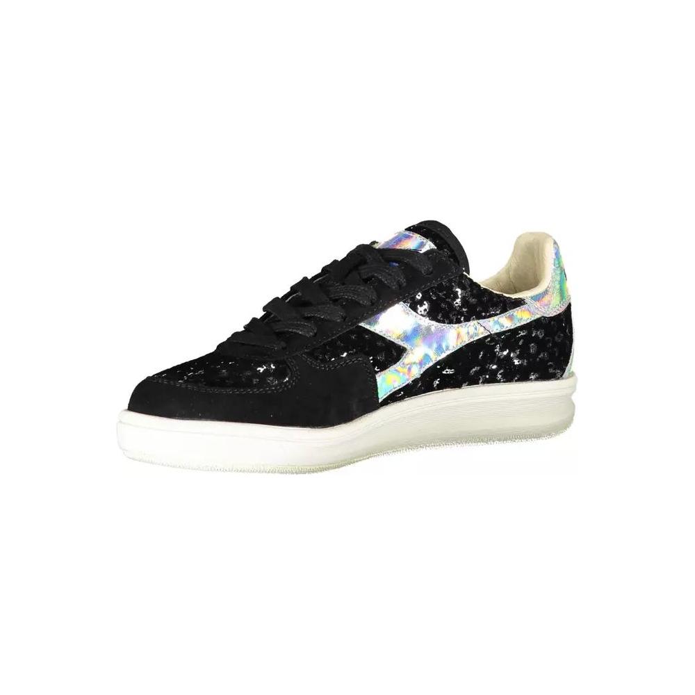 Diadora | Chic Black Lace-Up Sneakers with Contrasting Details| McRichard Designer Brands   