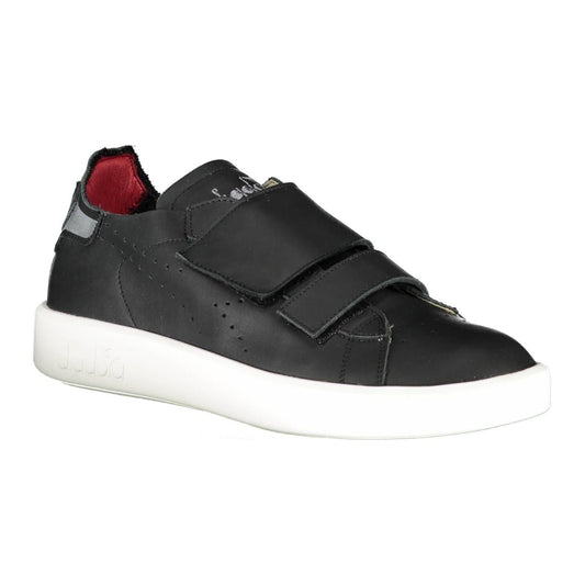 Diadora | Sleek Black Leather Sneakers with Contrast Details| McRichard Designer Brands   
