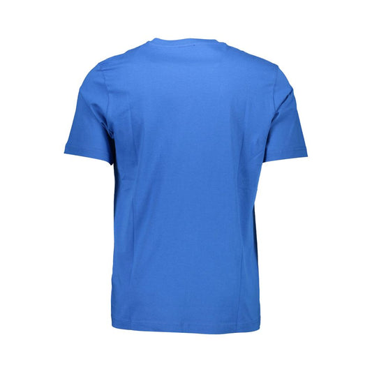 光滑蓝色圆领棉质 T 恤