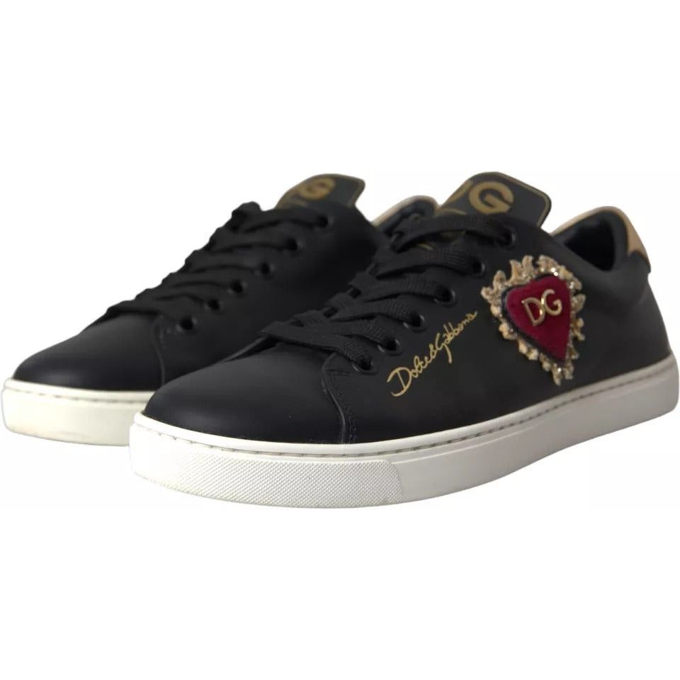 Black Portofino Sacred Heart Sneakers Shoes