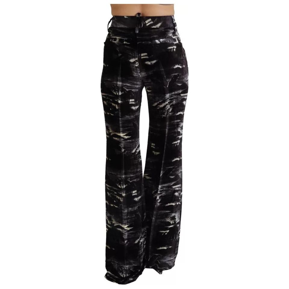 Dsquared² Black Printed High Waist Super Flare Pants black-printed-high-waist-super-flare-pants