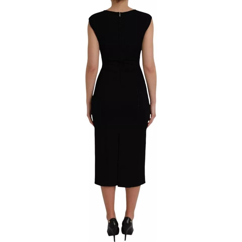 Dolce & Gabbana Black Viscose Sleeveless Bodycon Midi Dress black-viscose-sleeveless-bodycon-midi-dress