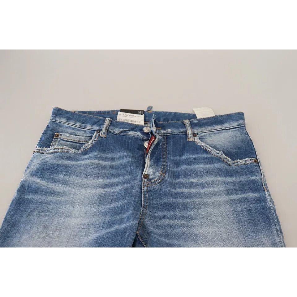 Dsquared² Blue Cotton Low Waist Cropped Cool Girl Denim Jeans blue-cotton-low-waist-cropped-cool-girl-denim-jeans