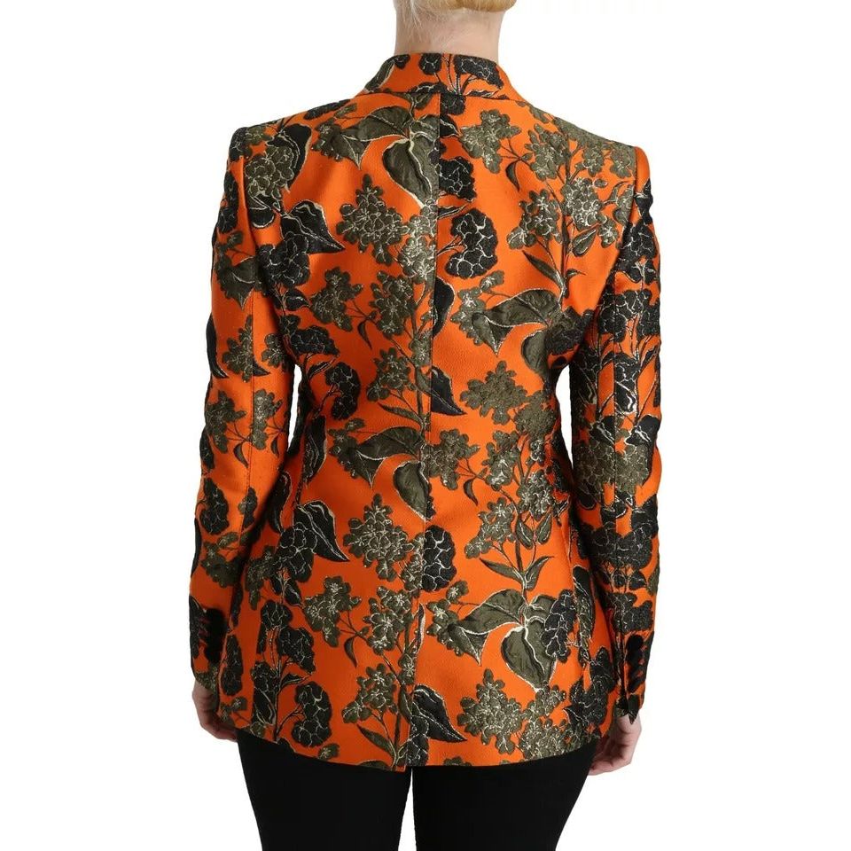 Dolce & Gabbana Orange Floral Brocade Coat Blazer Jacket orange-floral-brocade-coat-blazer-jacket