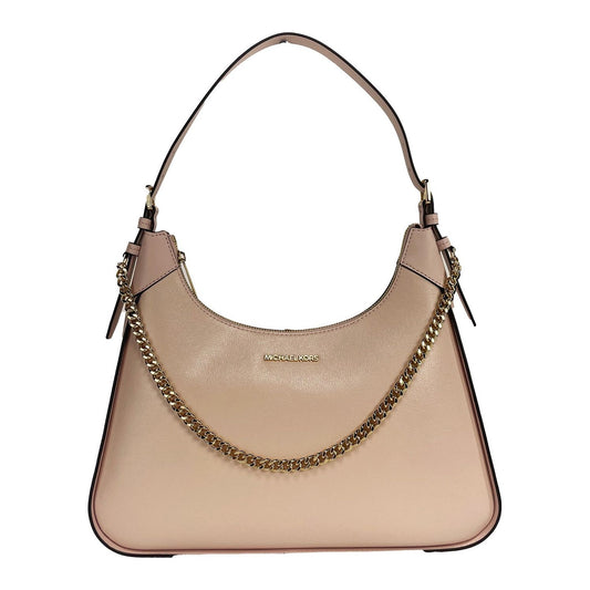 Wilma Large Smooth Leather Chain Shoulder Bag Purse Powder Blush