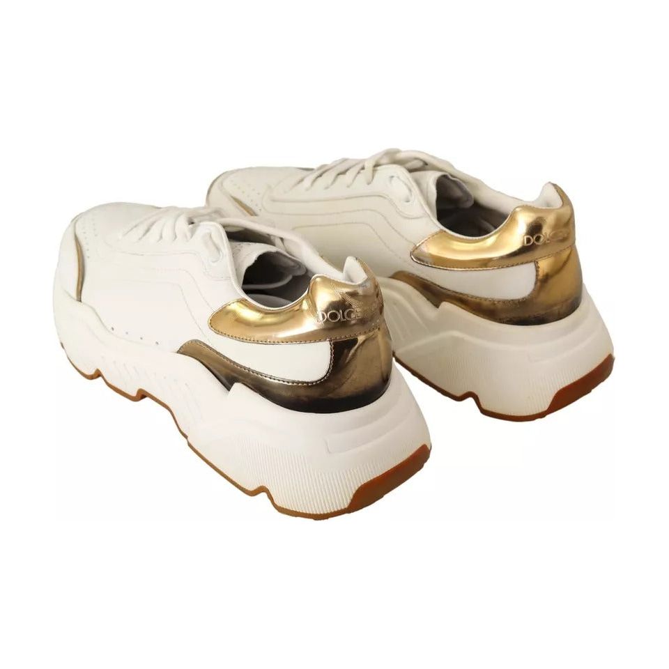 White Gold Leather Sport DAYMASTER Sneakers Shoes