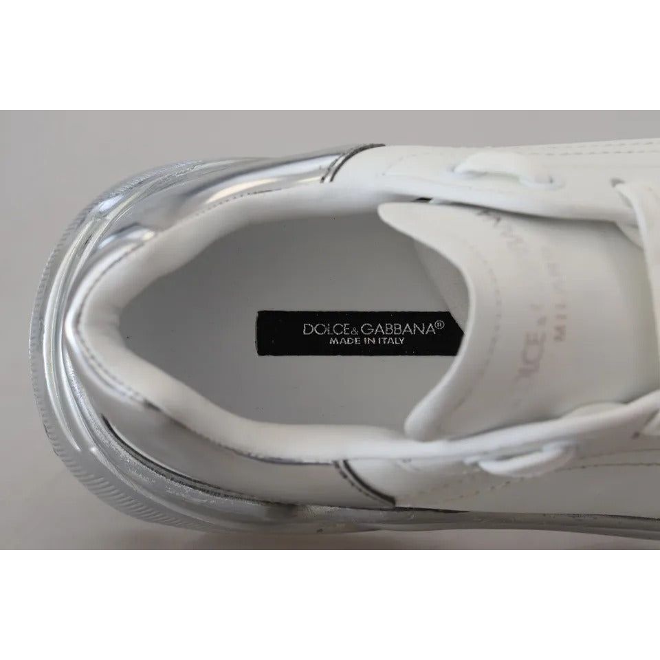 White Silver Leather Daymaster Sneakers Shoes