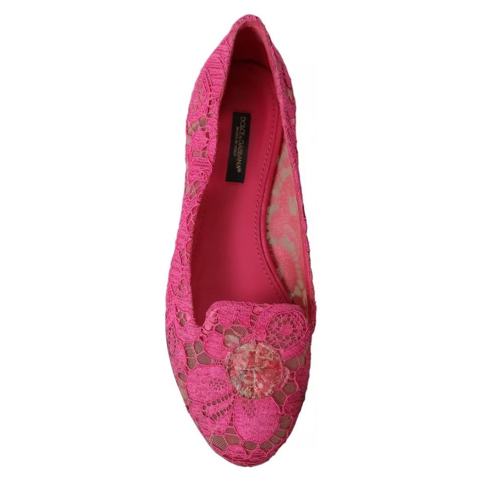 Pink Taormina Lace Slip On Flats Shoes