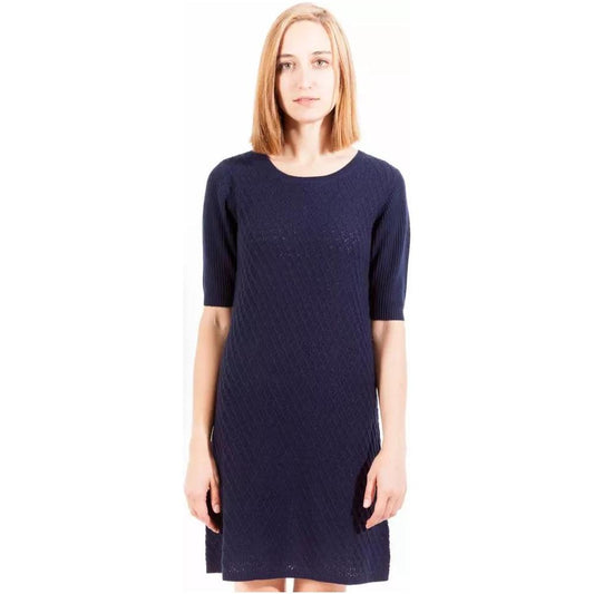 Gant Chic Blue Wool-Cashmere Short Dress with Logo chic-blue-wool-cashmere-short-dress-with-logo