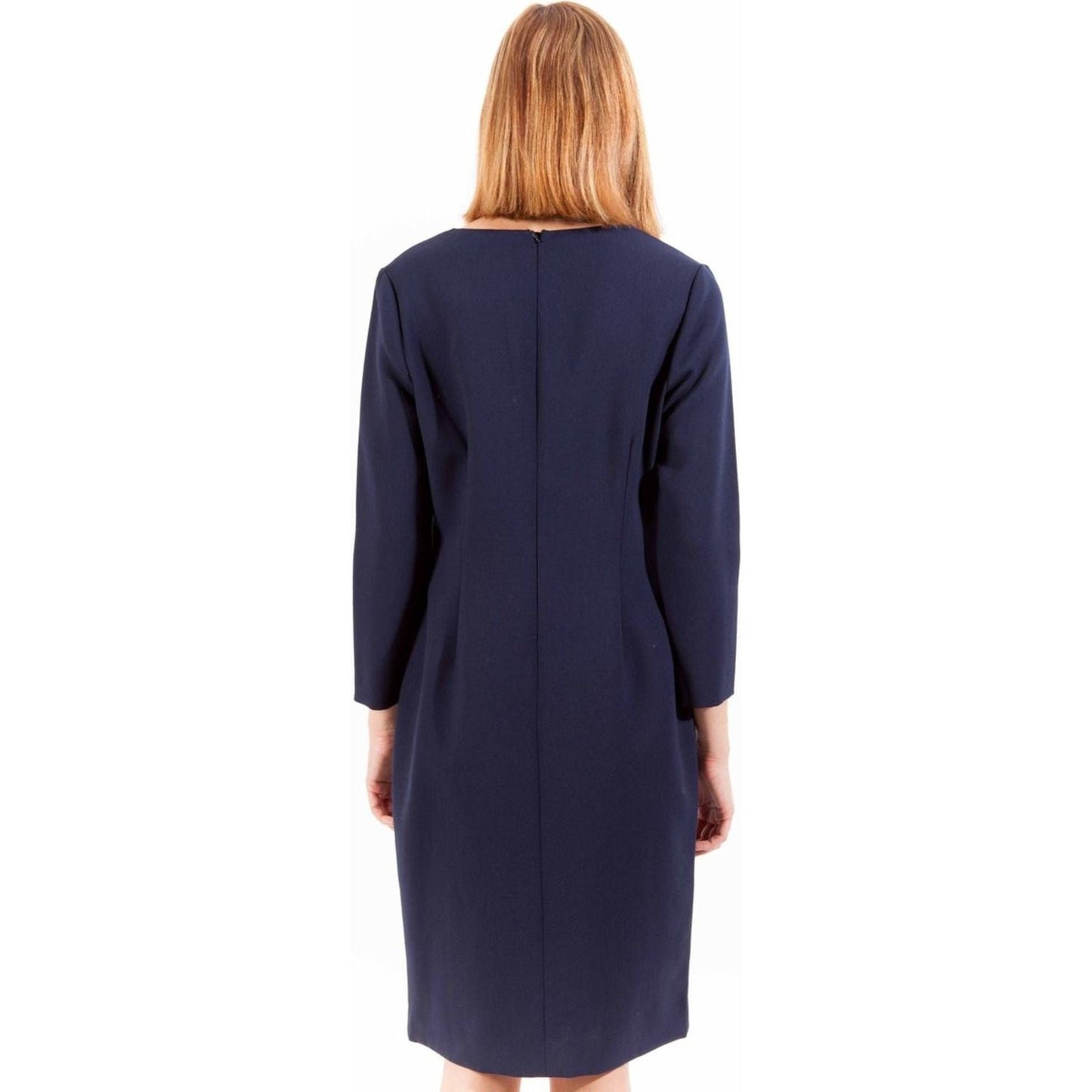 Elegant Blue Short Dress with 3/4 Sleeves