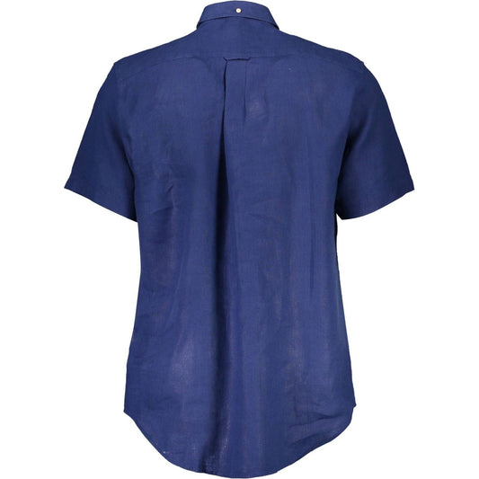 Gant | Elegant Blue Linen Button-Down Shirt| McRichard Designer Brands   