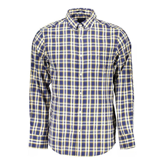 Gant | Refined Blue Cotton Long Sleeve Shirt| McRichard Designer Brands   