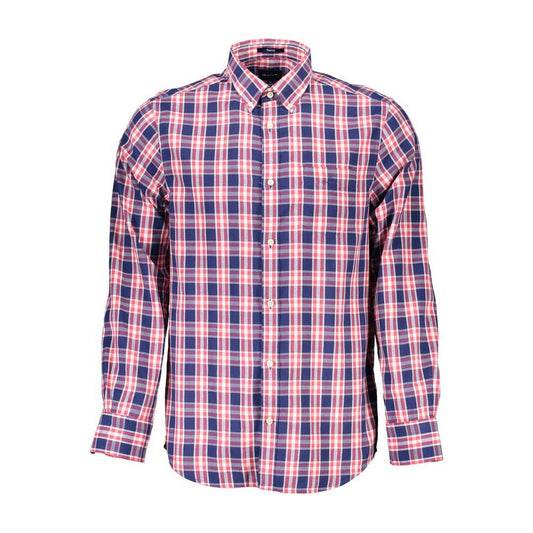 Casual Blue Cotton Shirt with Button-Down Collar