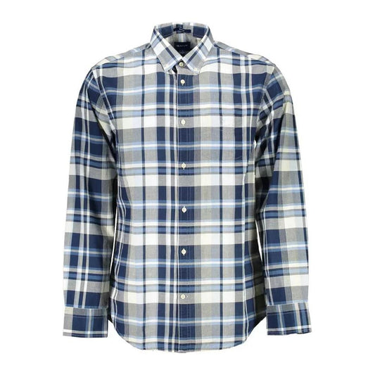 Gant | Elegant Blue Cotton Long Sleeve Shirt| McRichard Designer Brands   