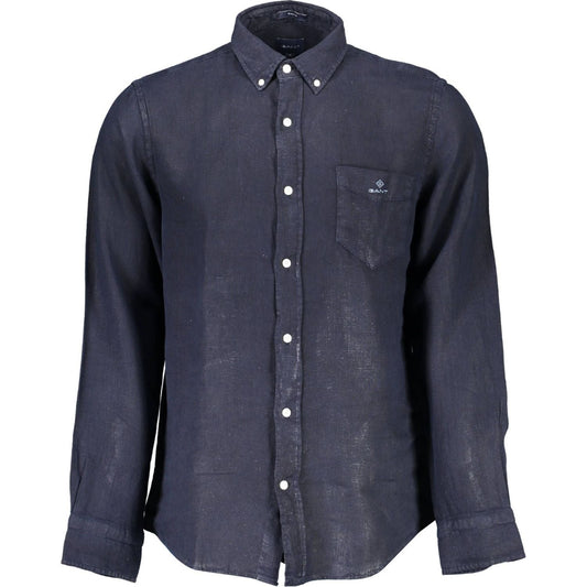 Gant Elegant Linen Short Sleeve Shirt in Blue elegant-linen-short-sleeve-shirt-in-blue