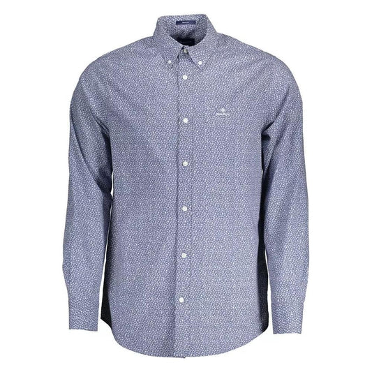 Elegant Blue Long-Sleeved Cotton Shirt