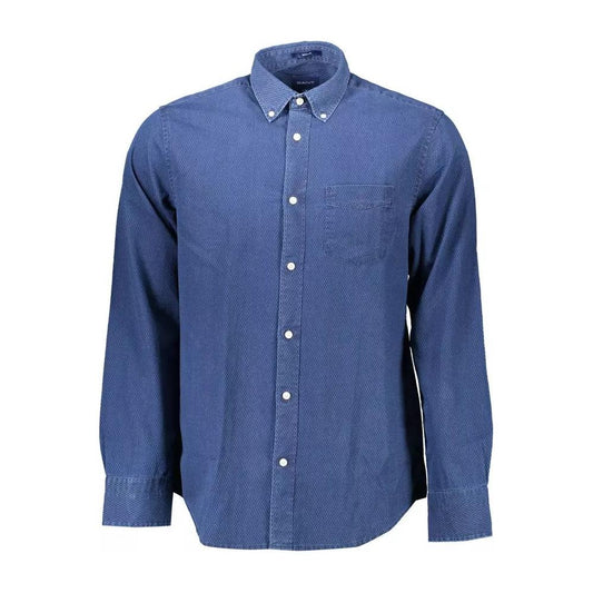 Gant Blue Cotton Regular Fit Men's Shirt blue-cotton-regular-fit-mens-shirt