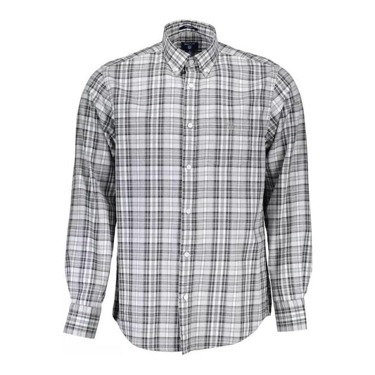 Gant | Elegant Gray Cotton Long Sleeve Men's Shirt| McRichard Designer Brands   