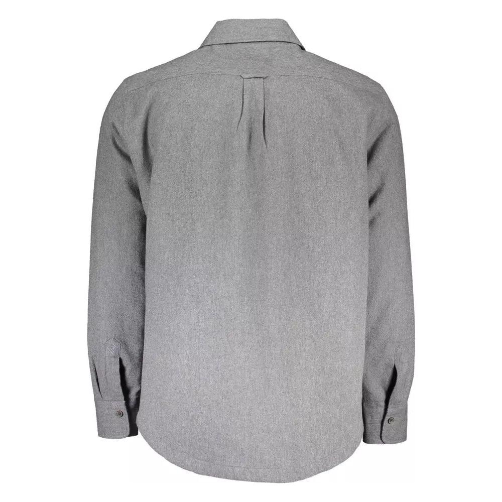 Elegant Gray Cotton Long-Sleeved Men's Shirt