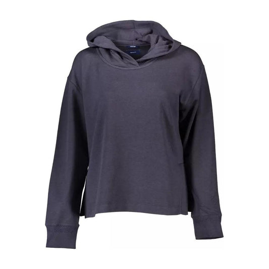 Chic Blue Hooded Sweatshirt with Side Slits