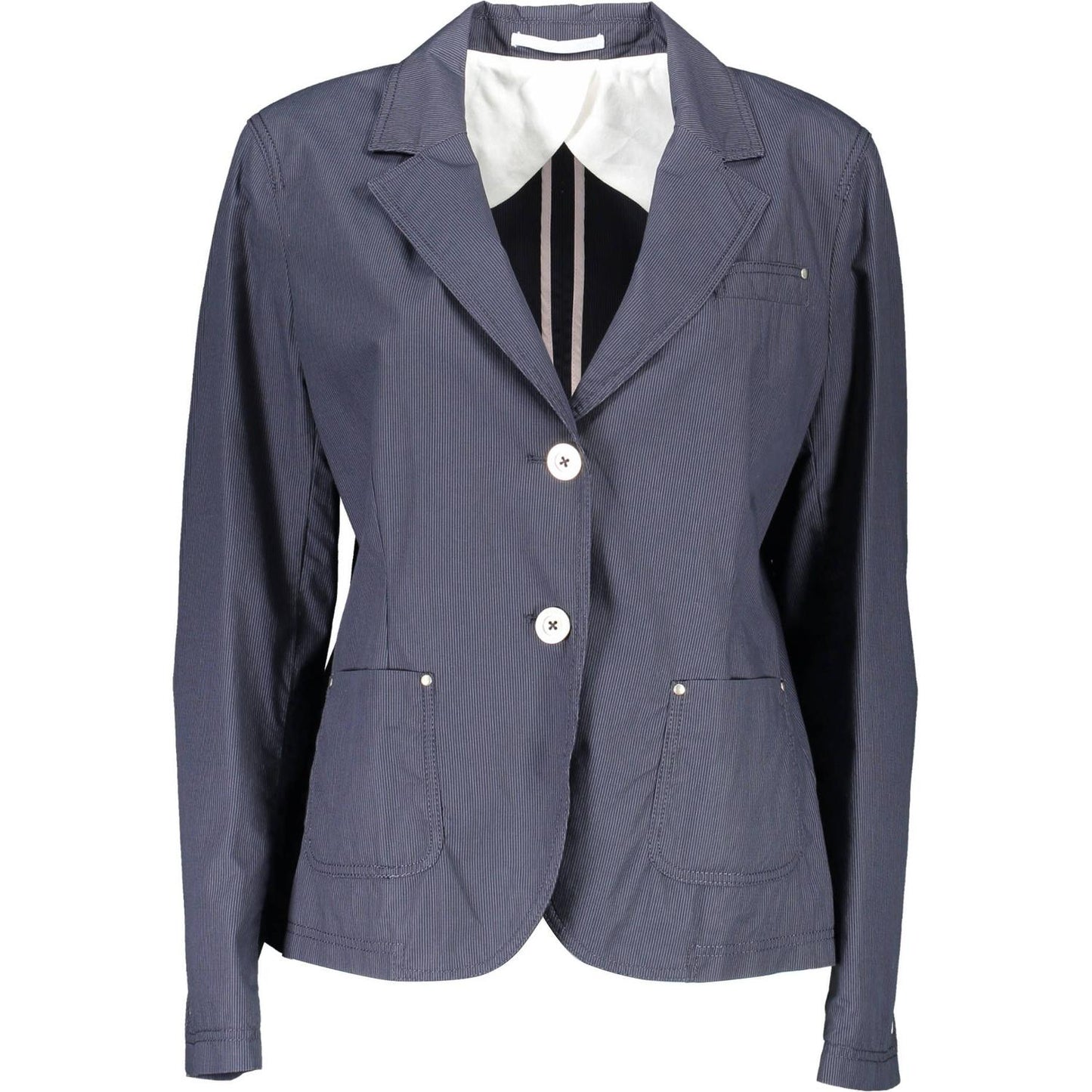 Gant Timeless Blue Cotton Jacket with Classic Appeal timeless-blue-cotton-jacket-with-classic-appeal