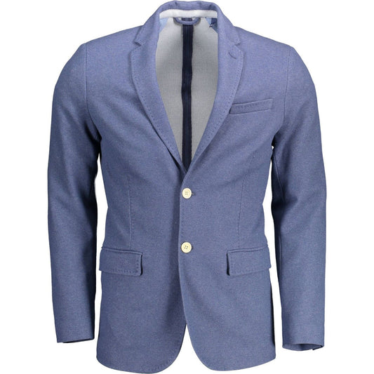 Chic Slim-Fit Blue Jacket with Elegant Detailing