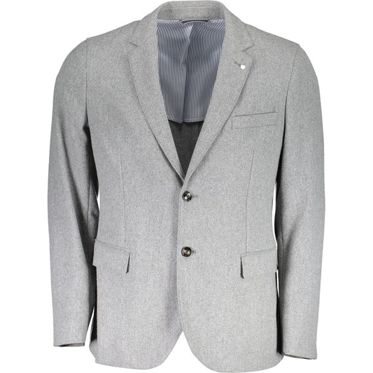 Gant | Elegant Gray Wool Blend Jacket| McRichard Designer Brands   
