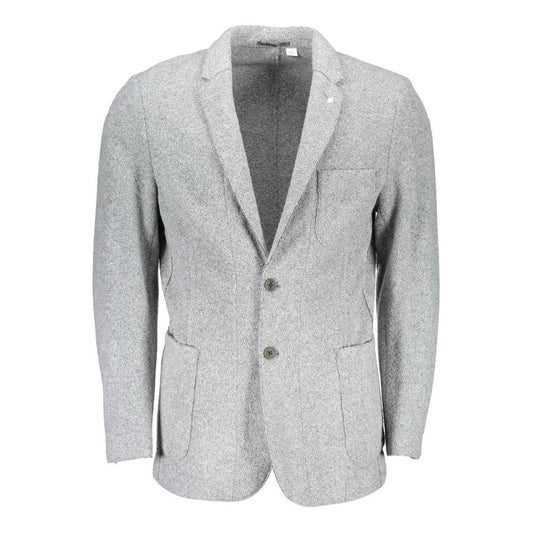 Elegant Gray Long Sleeve Classic Jacket