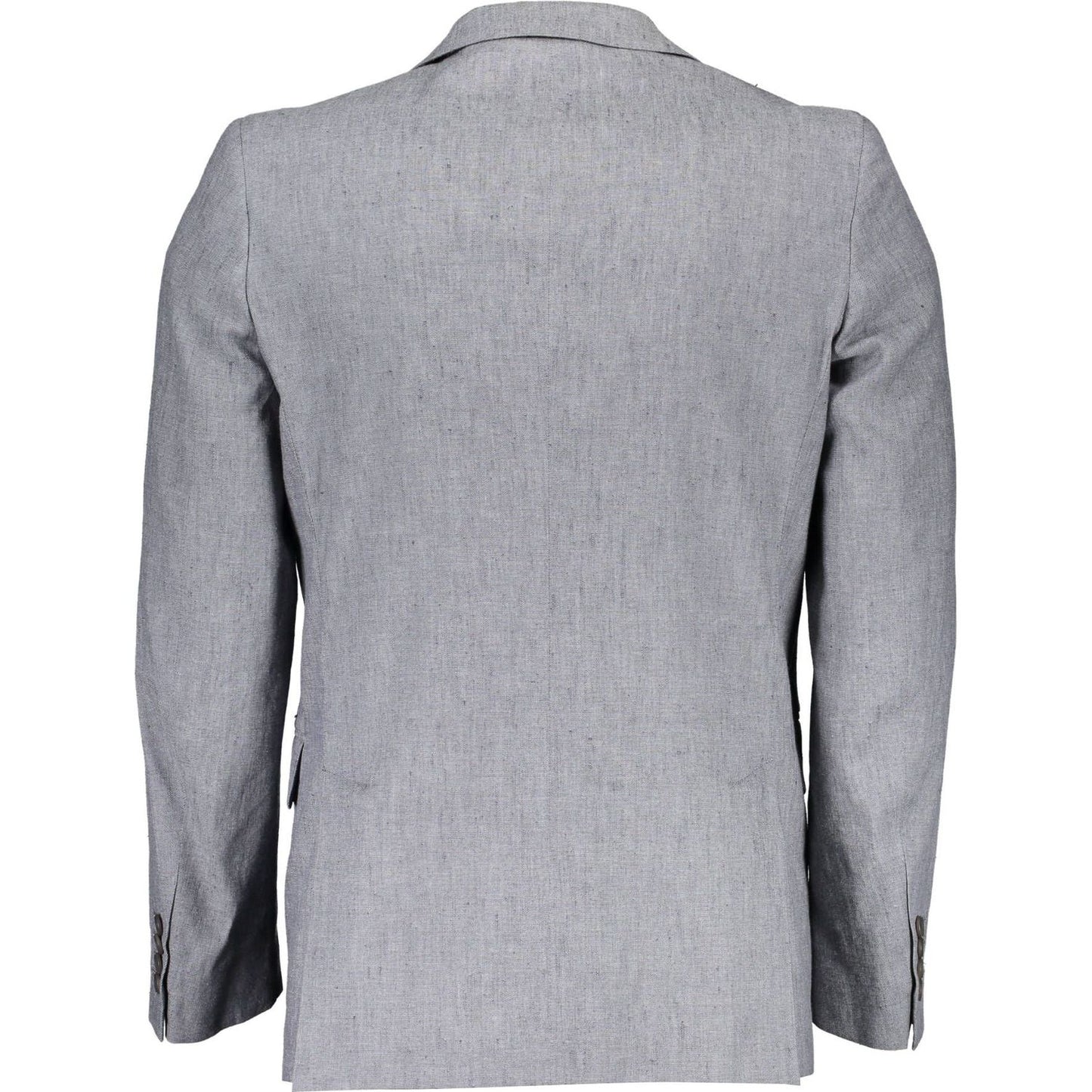 Gant Elegant Gray Linen-Cotton Blend Jacket elegant-gray-linen-cotton-blend-jacket