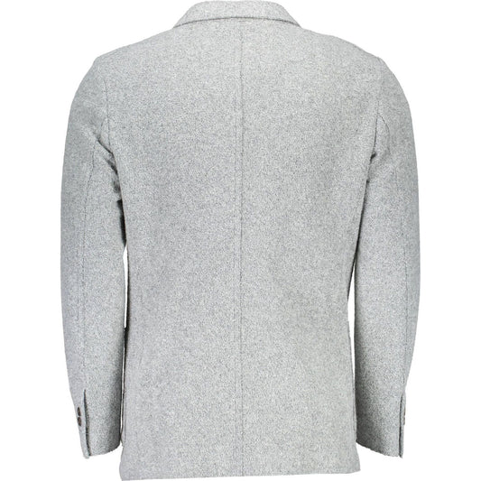 Gant Elegant Gray Long Sleeve Classic Jacket gray-polyester-jacket-1