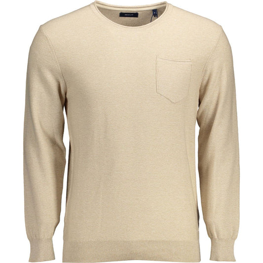 Gant | Elegant Beige Crew-Neck Sweater with Embroidery| McRichard Designer Brands   
