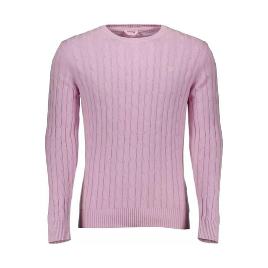 Chic Pink Braided Stitch Sweater for Men