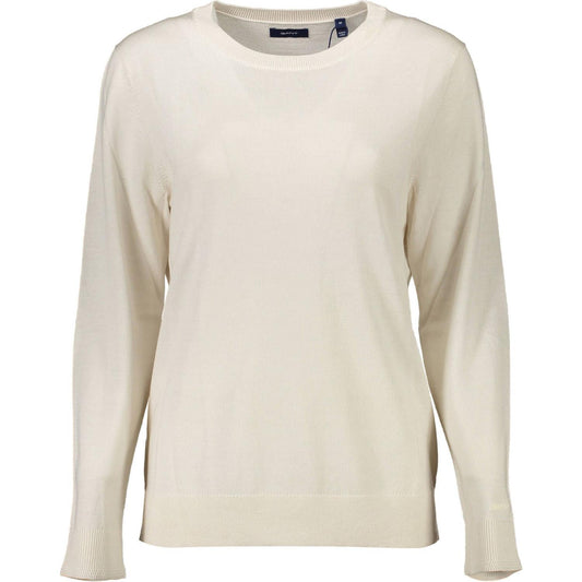 Gant Elegant Beige Wool Sweater with Classic Logo elegant-beige-wool-sweater-with-classic-logo